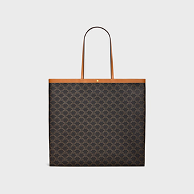 celine flat shopper large triomphe canvas leather tote bag